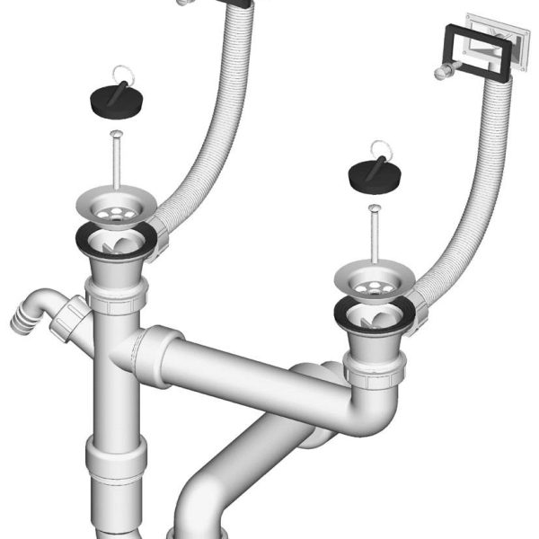 Sifon dvodjelni preliv s 2 cijevi Ø 40 mm (195346) LIV