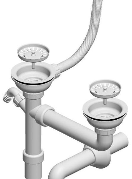 Sifon za sudoper, dvodijelni, rešetka Ø 115 mm, pravokutni preljev LIV 195559