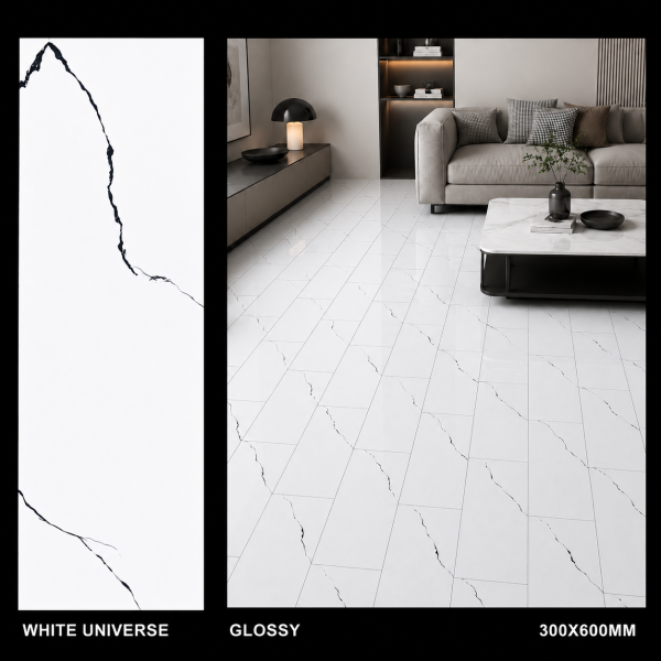 PLOČICA 30X60 WHITE UNIVERSE GLOSSY 0.9M2 54M2